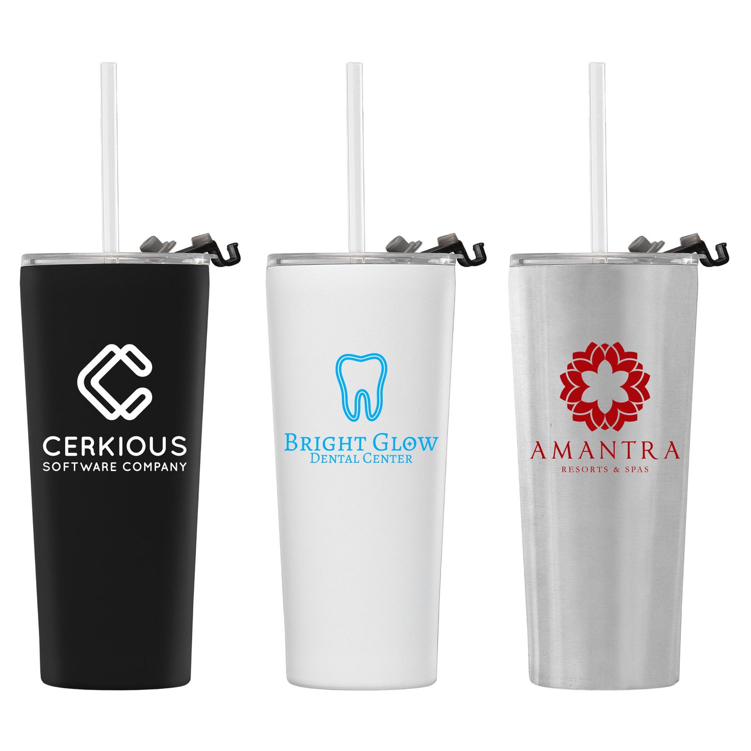 Excalibur - 22 oz. Double-Wall Stainless Tumbler with Straw?
