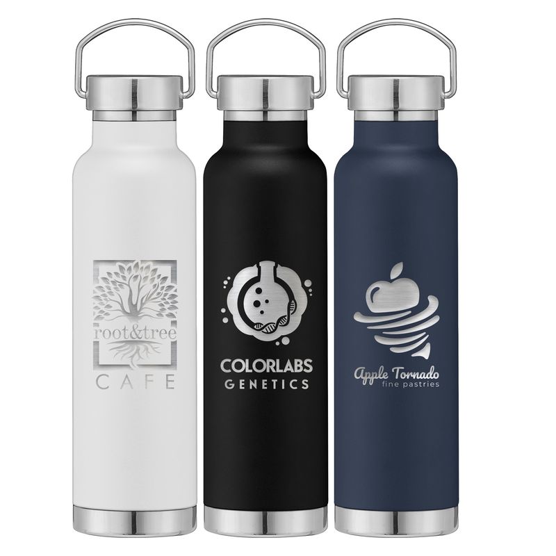 Apollo - 22 oz. Double Wall Stainless Steel Water Bottle with Lid - Laser