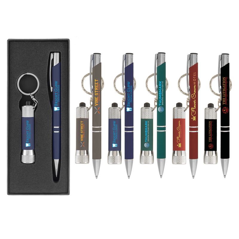 Tres-Chic & Chroma Softy - ColorJet - Full Color Metal Pen & Flashlight Gift Set