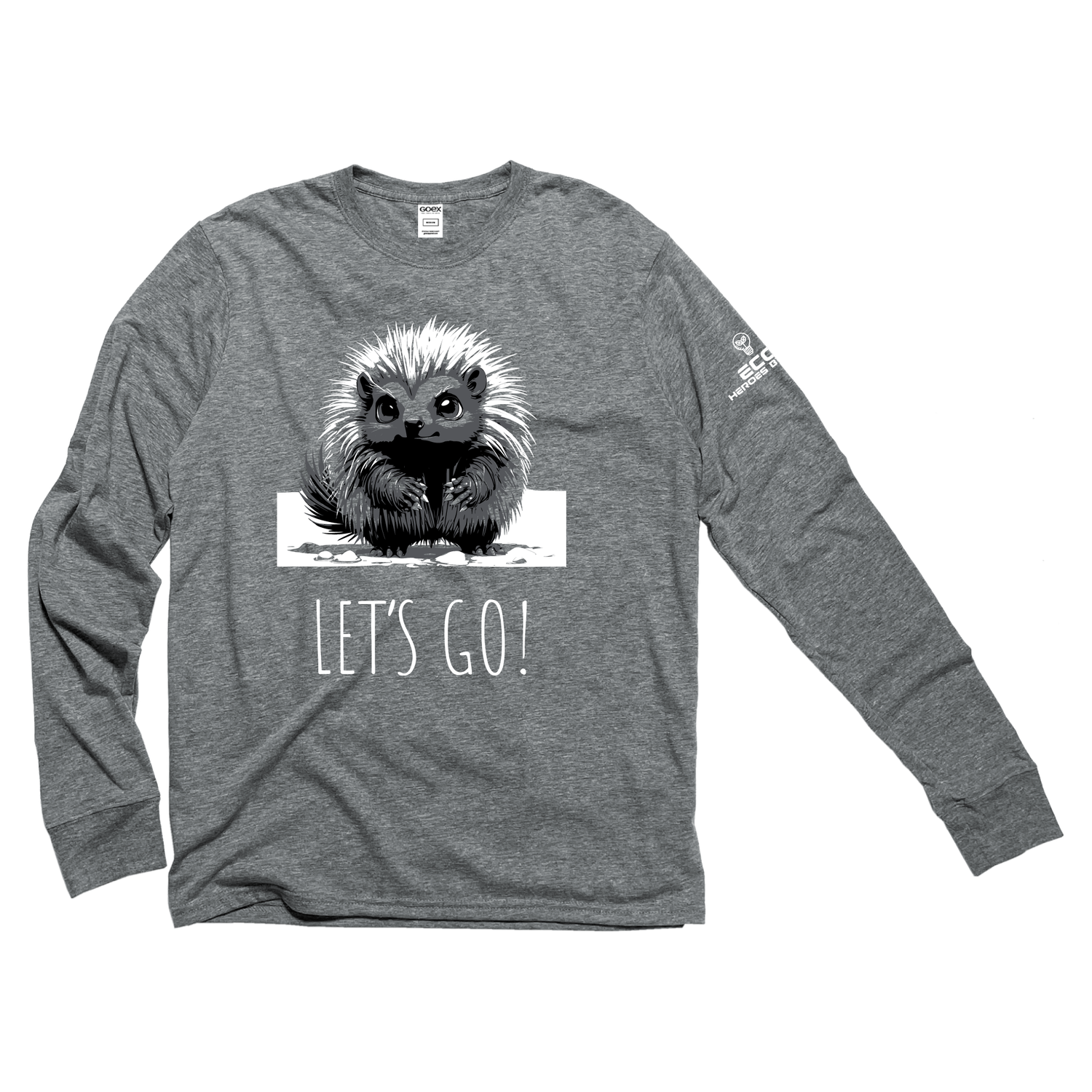 Adult Small &amp; Mighty Long Sleeve Tee- Heather Grey