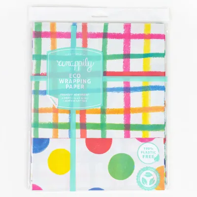 Polka Dot/ Plaid Eco Wrapping Paper
