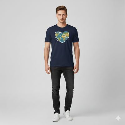 Adult Unisex Navy Eco Earth ❤️ Short Sleeve Shirt