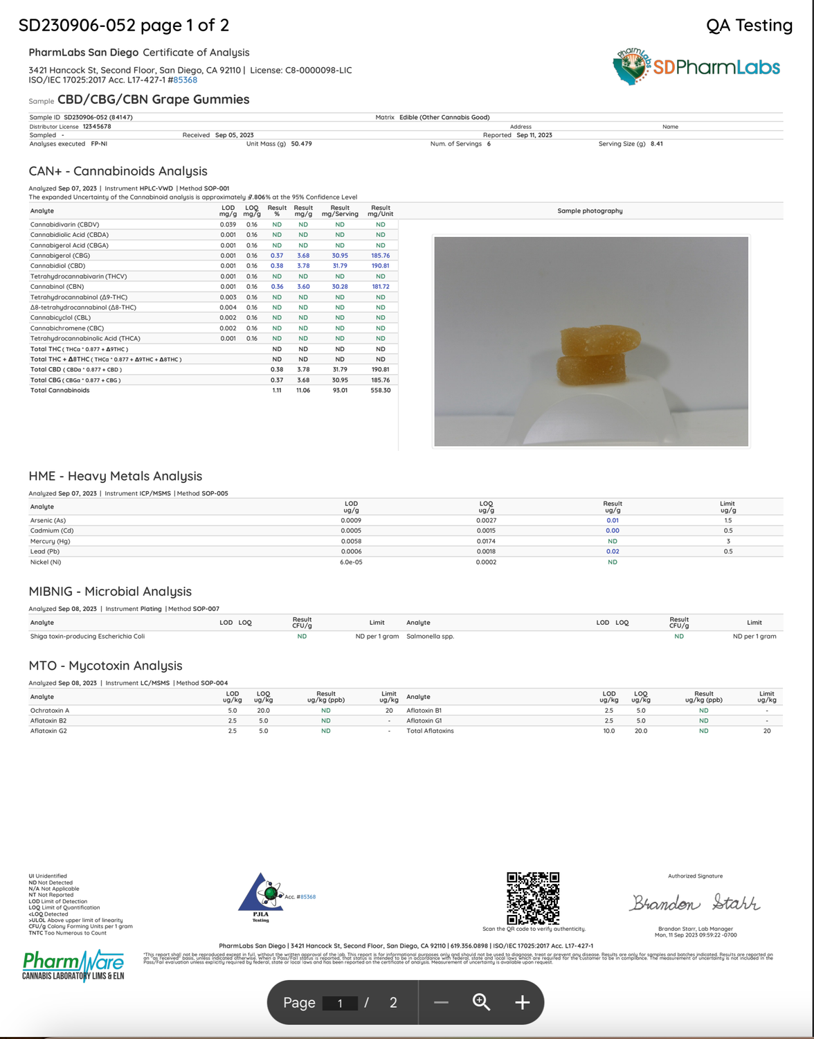 CBD/CBG/CBN GUMMIES GRAPE 150 MG BATCH: 84147