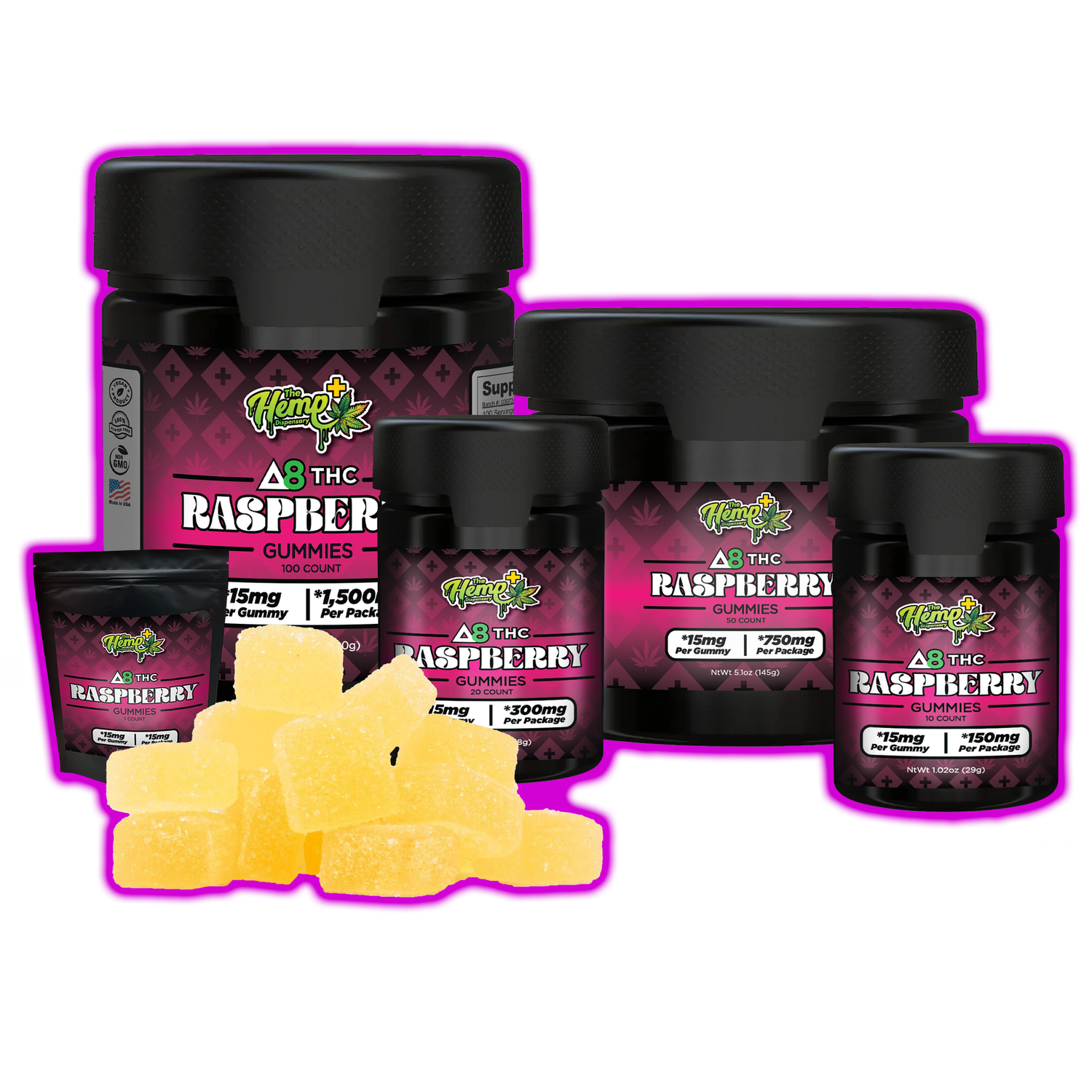 DELTA 8 THC GUMMIES RASPBERRY 15MG