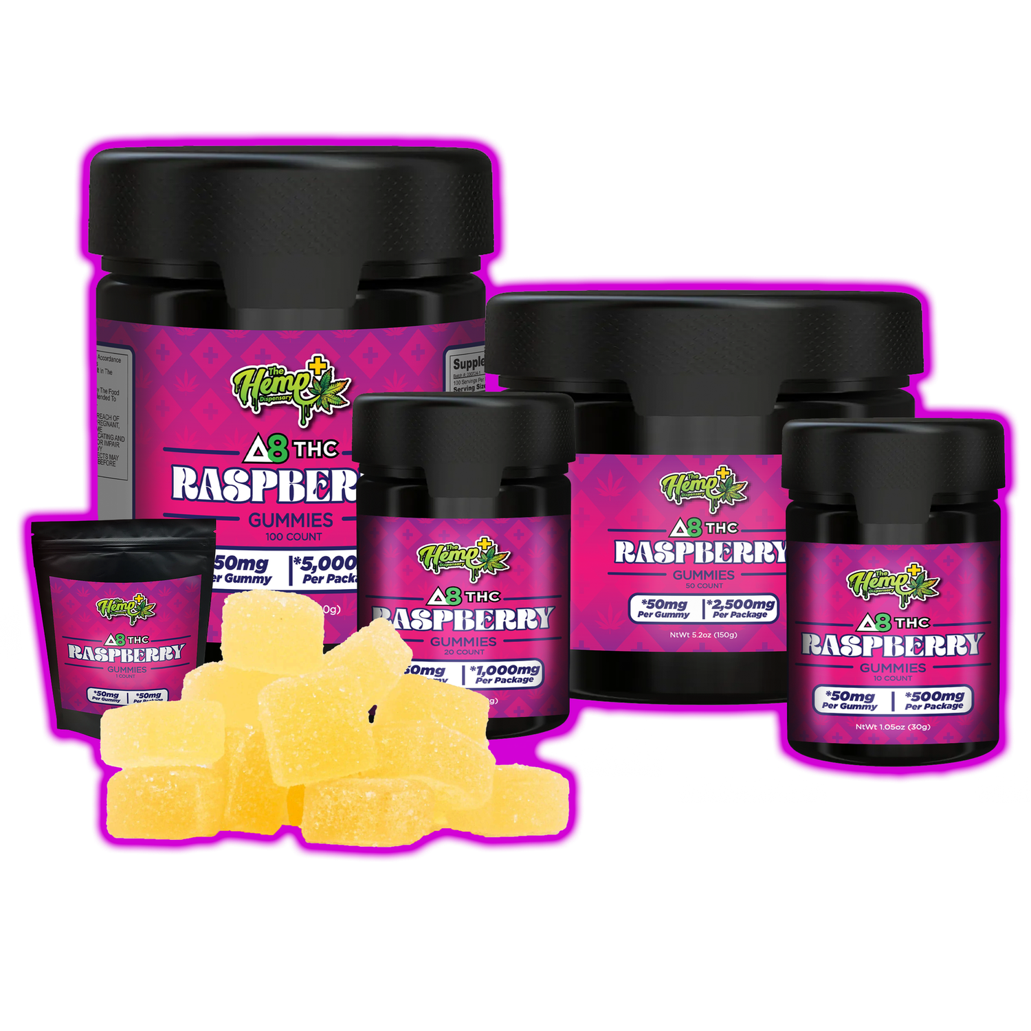 DELTA 8 THC GUMMIES RASPBERRY 50MG