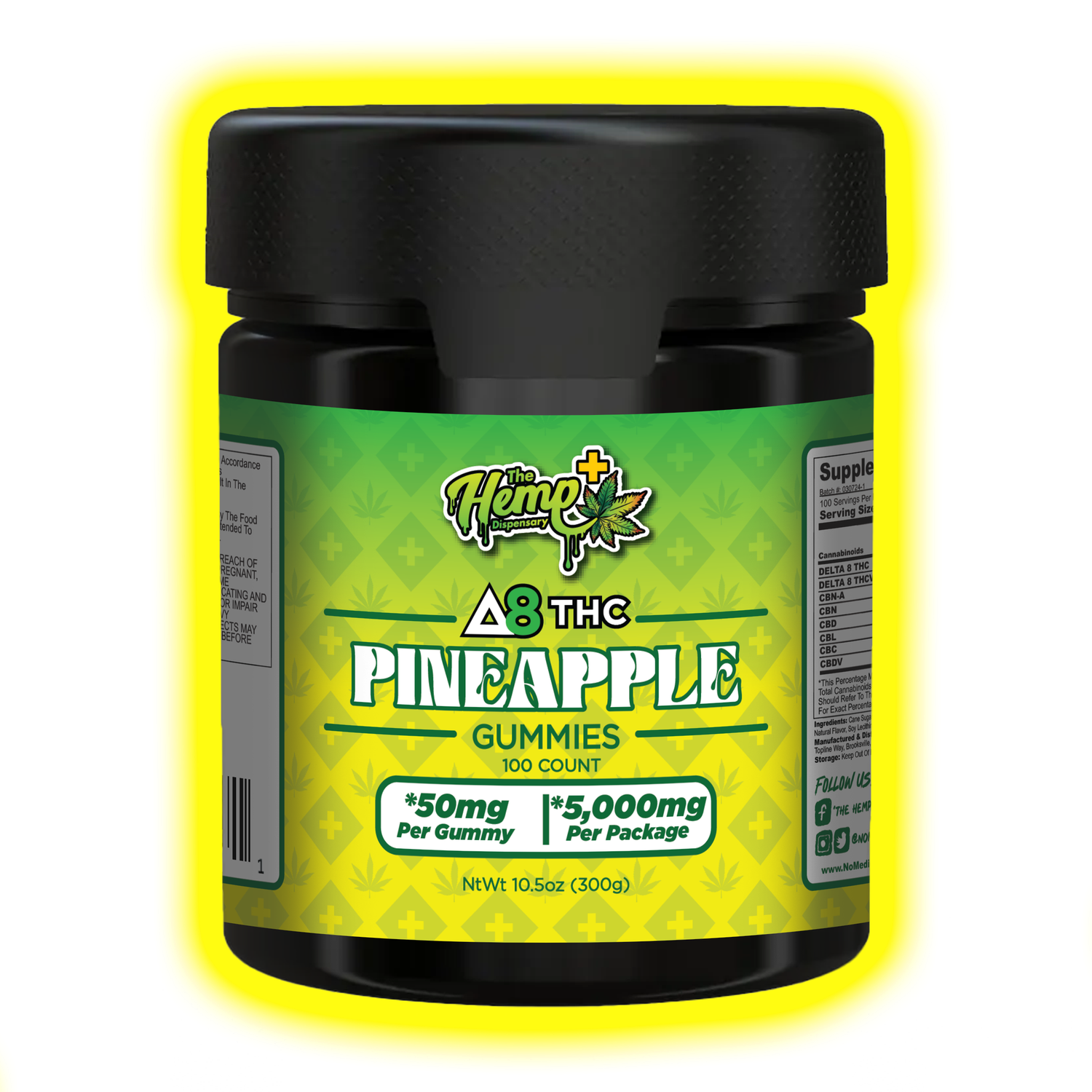 DELTA 8 THC GUMMIES PINEAPPLE 50MG BATCH: 030724-1