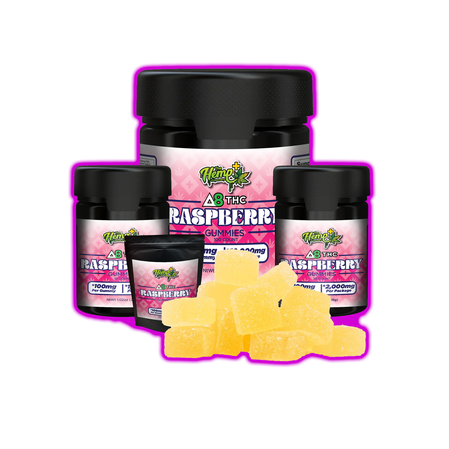 DELTA 8 THC GUMMIES RASPBERRY 100MG