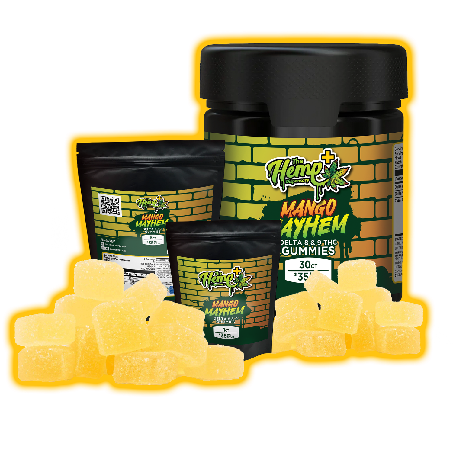 DELTA 8 THC/DELTA 9 THC GUMMIES MANGO MAYHEM 35MG