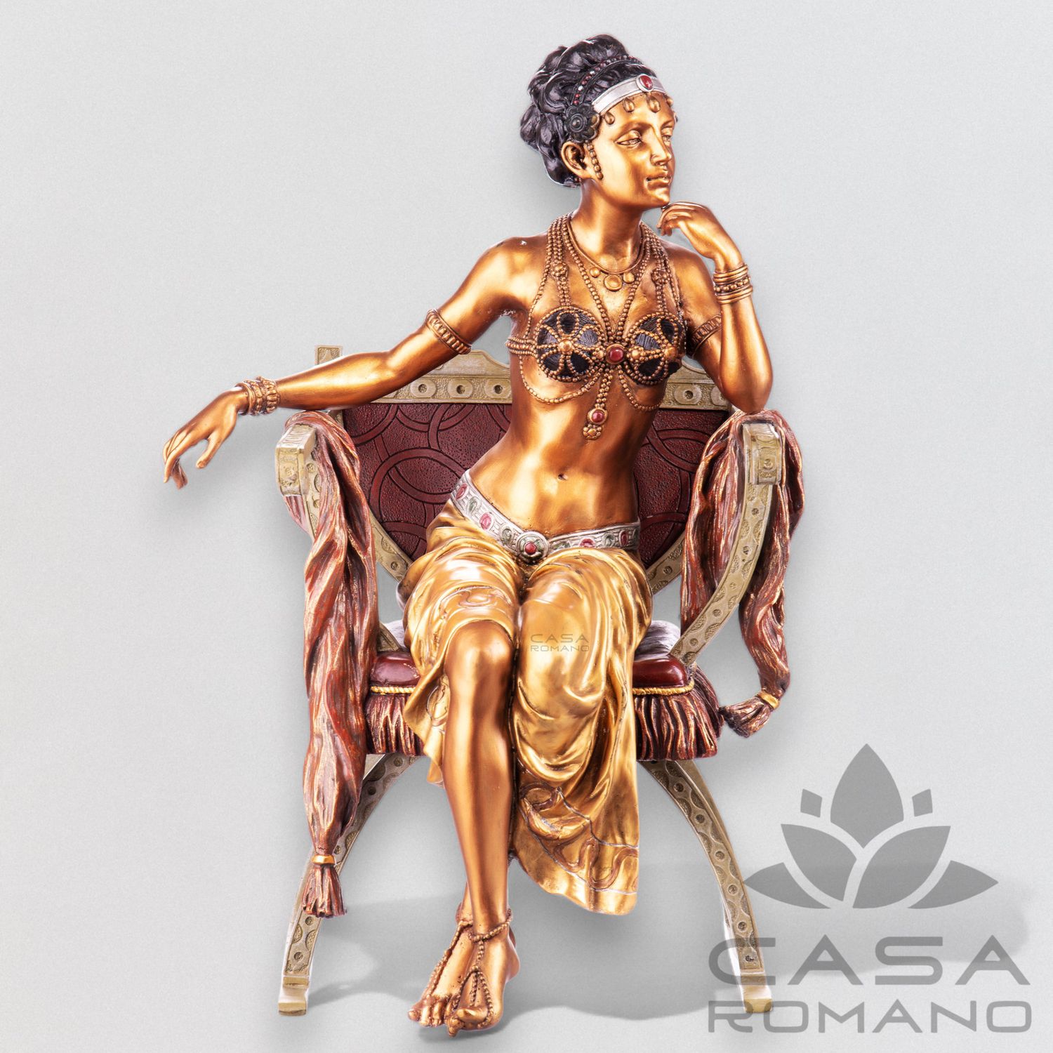  Bronzefigur Tänzerin auf Sessel