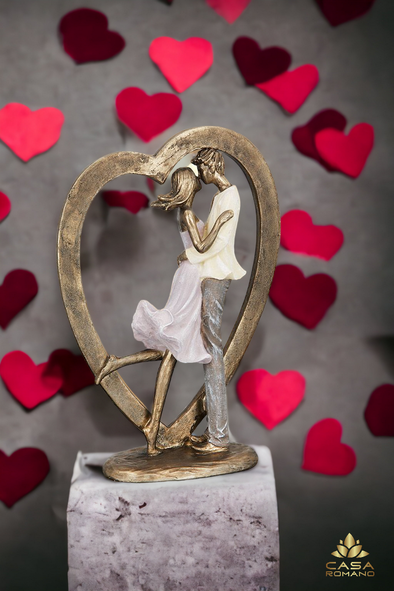Figur &quot;Paar im Herz&quot; – Romantische Skulptur für Liebe &amp; Dekoration 