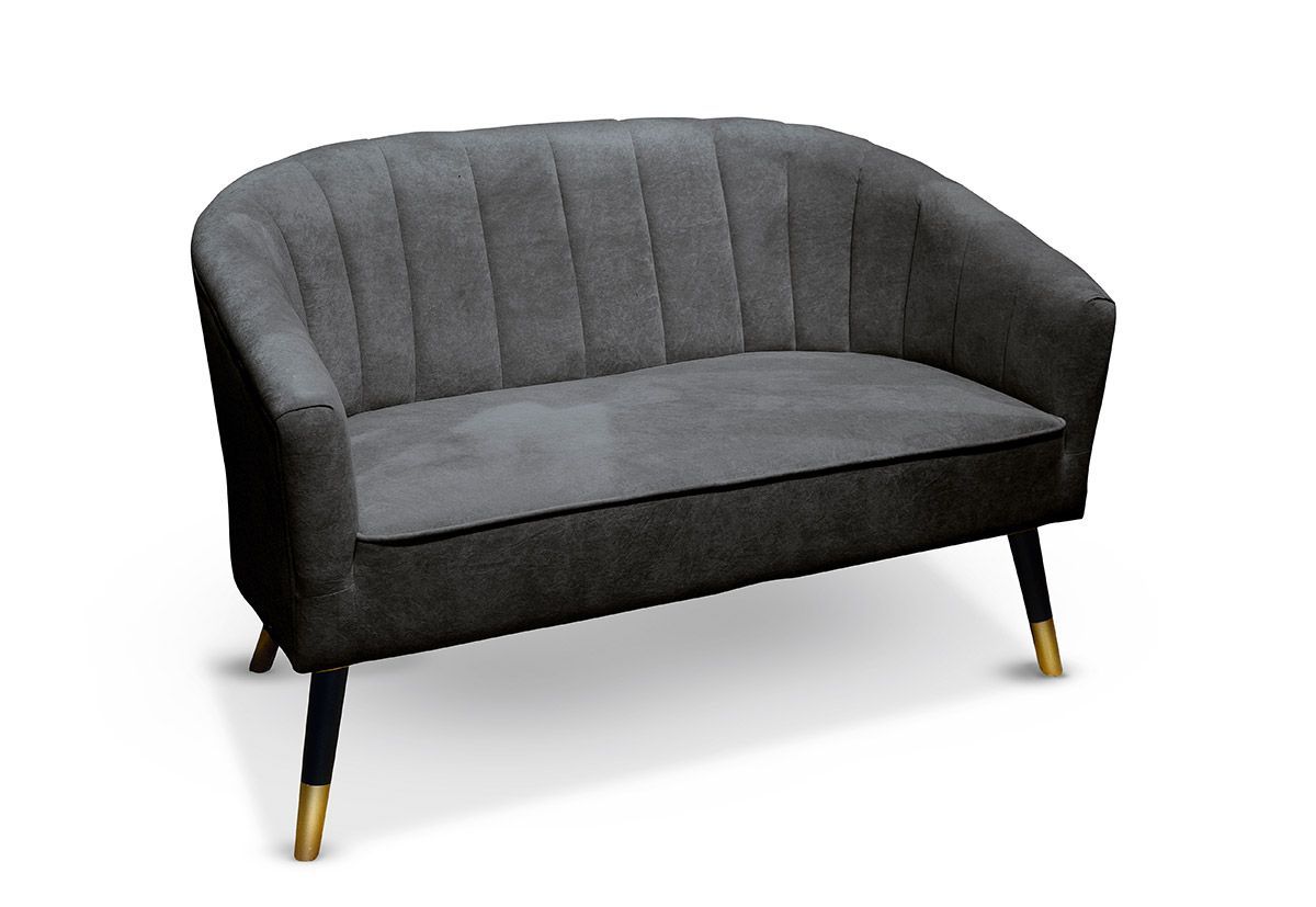 Sofa &quot;Sole Vesuv&quot; – Textil, grau mit schwarz/goldfarbenen Füßen