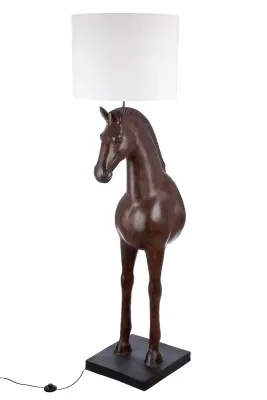 Stehleuchte &quot;Caballo&quot; – Kunstharz, braun &amp; creme 