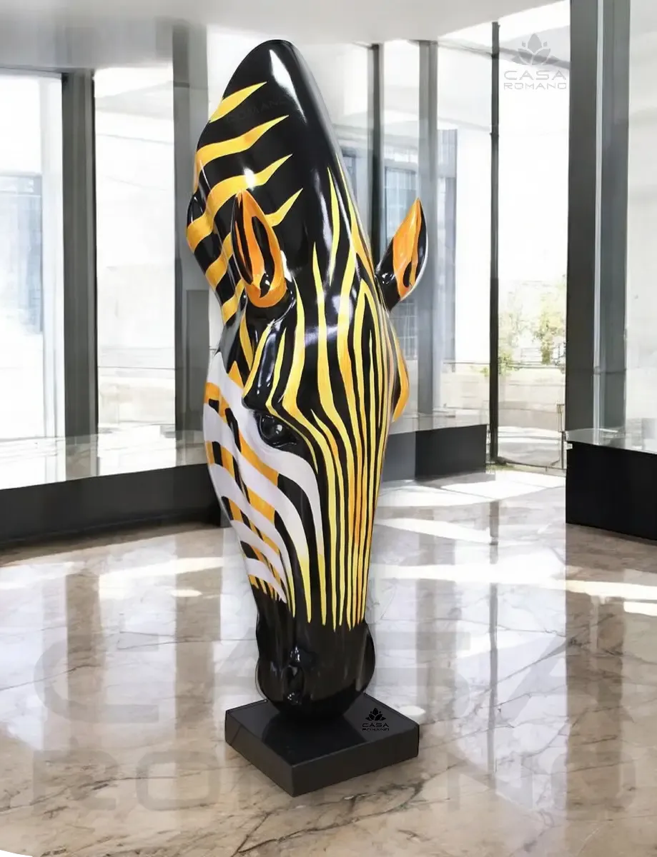 Zebrakopf Skulptur XXL 152 cm – Deko in Marmoroptik