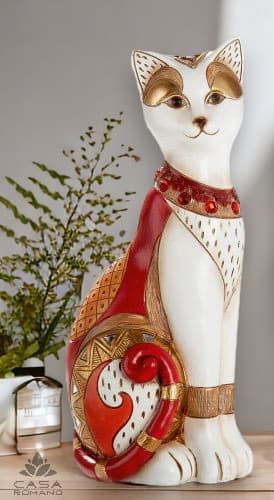 Katzen stehend mit Spiegelmosaik - Höhe 28cm
