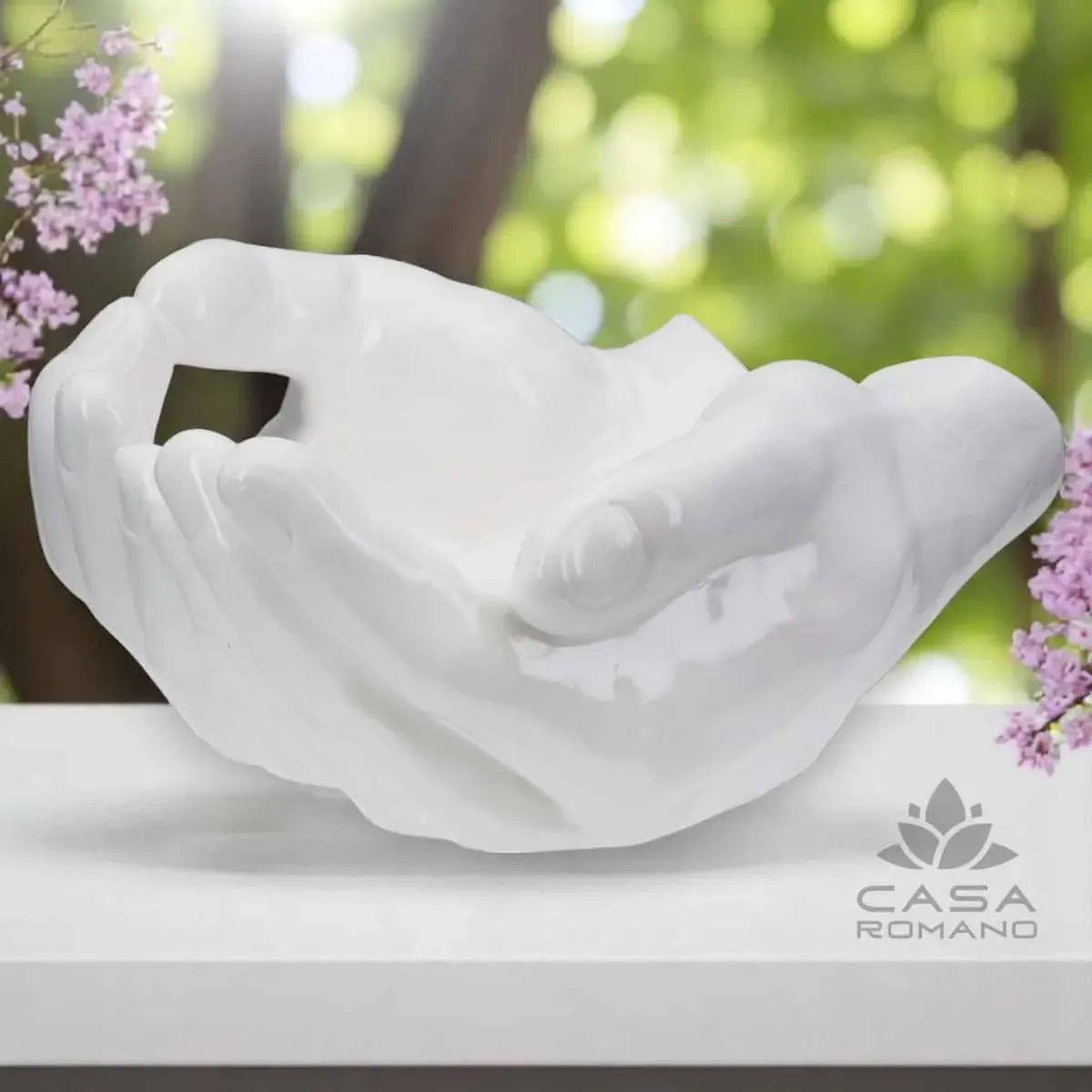 Weiße Buddha - Handeschale aus Keramik