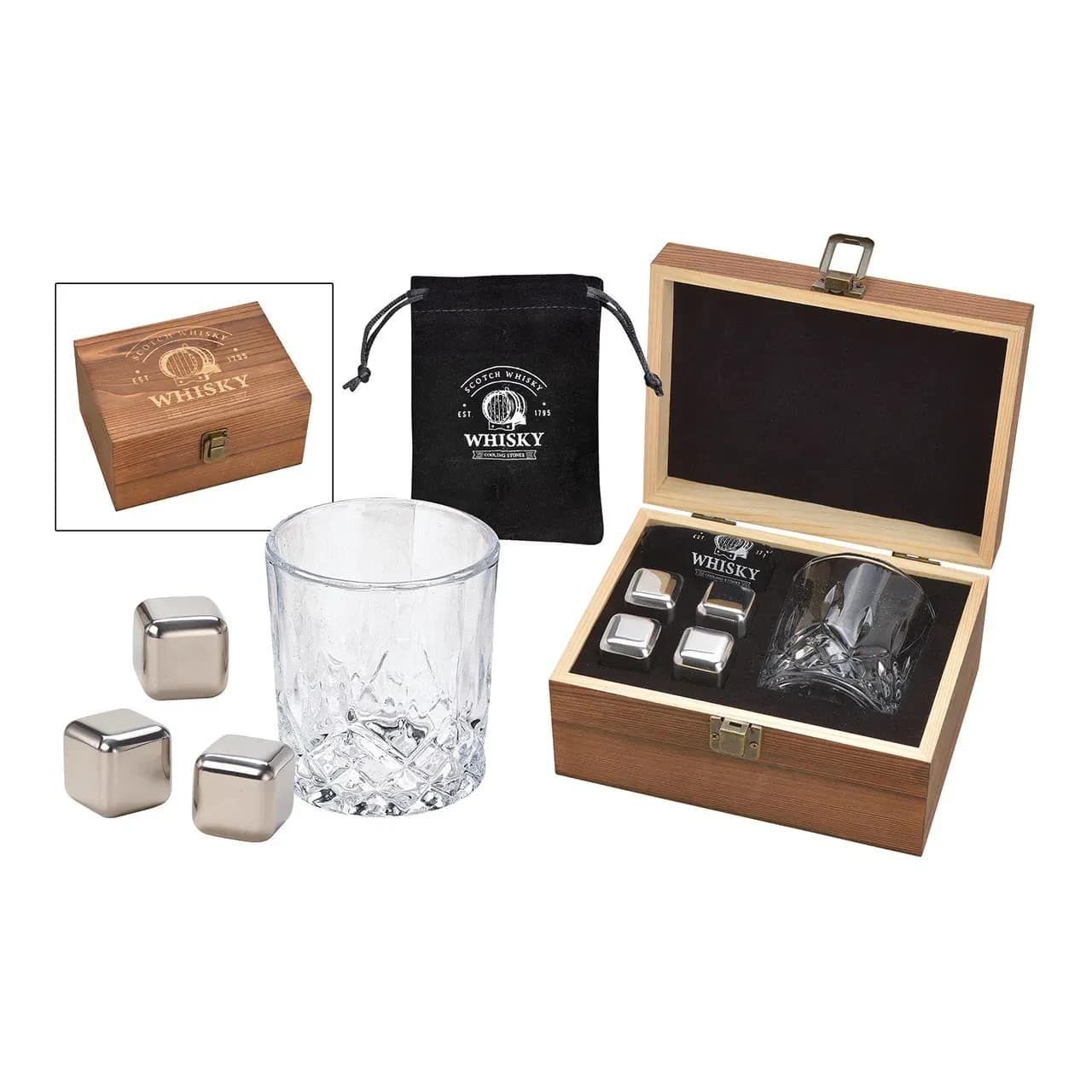 Whisky Eiswürfel Set aus Edelstahl