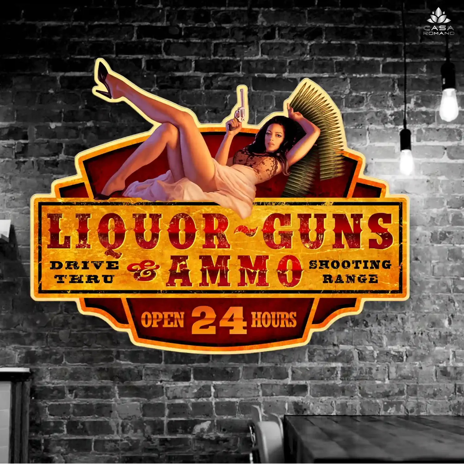Blechschild Pin Up &quot;Liquor - Guns &amp; Ammo&quot;