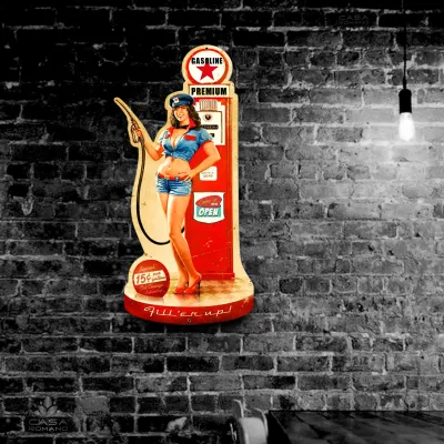 Pin Up &quot;Gasoline Premium&quot; Blechschild