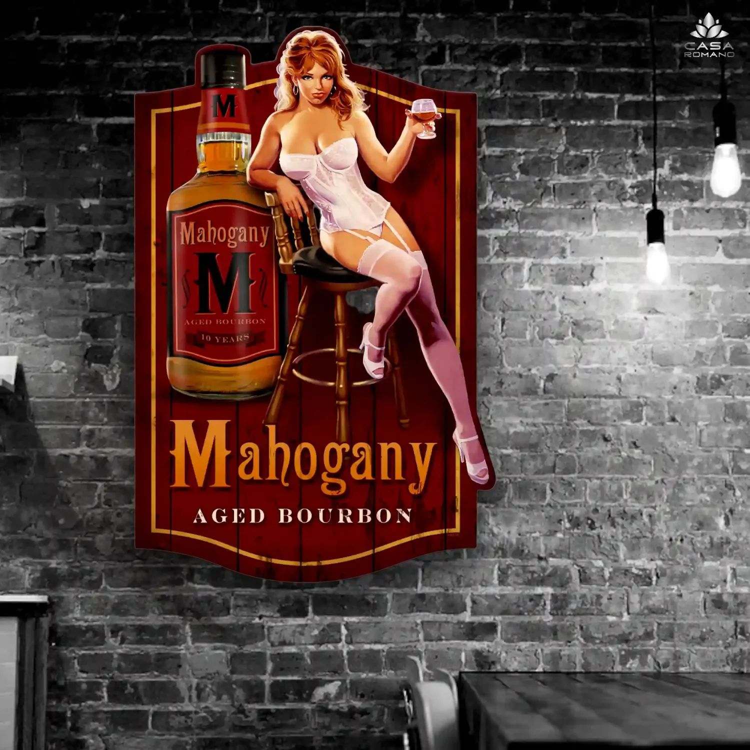 Blechschild Pin Up &quot;Mahogany Bourbon&quot;