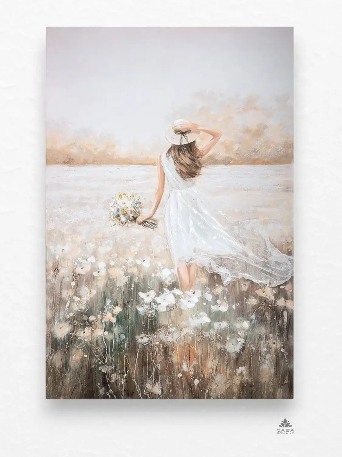 „Schönheit im Blumenmeer“ – Handbemaltes Leinwandbild