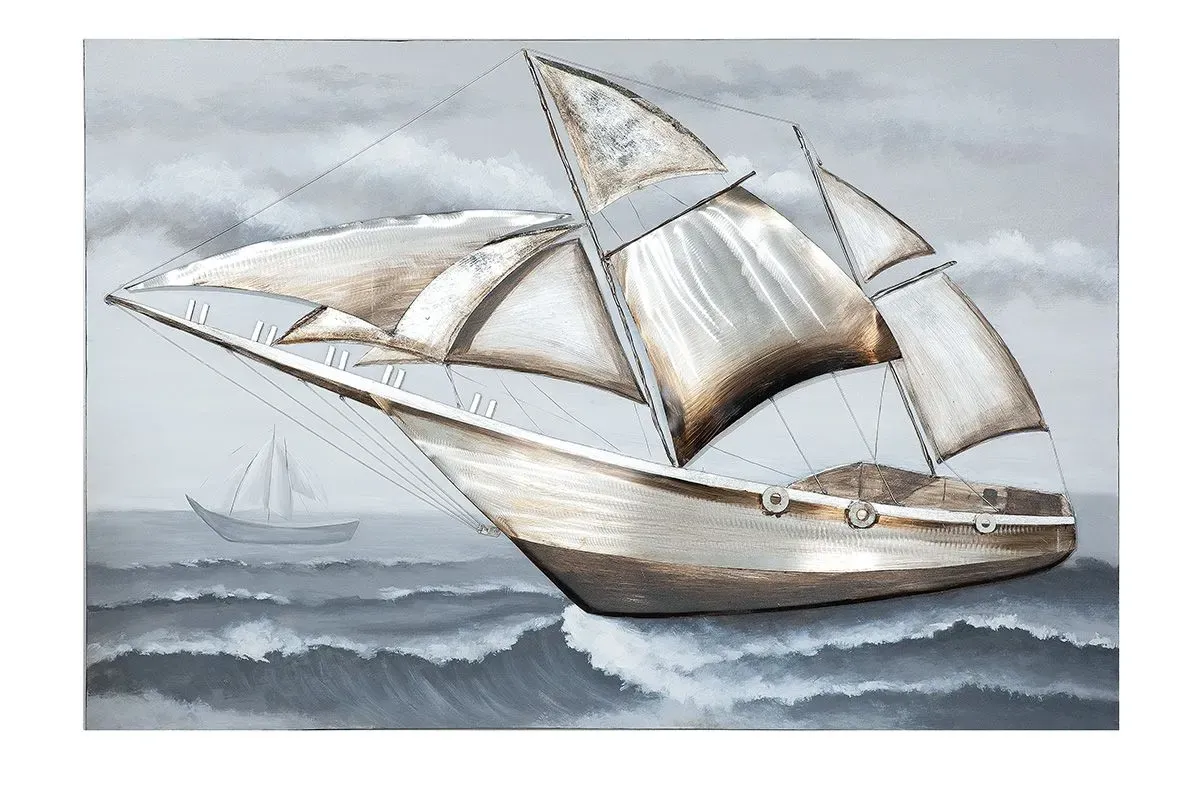 „Segelboot“ – 3D-Optik Leinwandbild mit Alu-Elementen