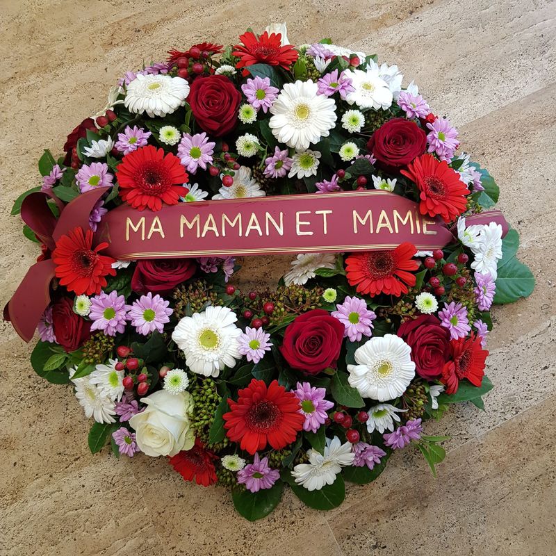 Couronne rose rouge blanc