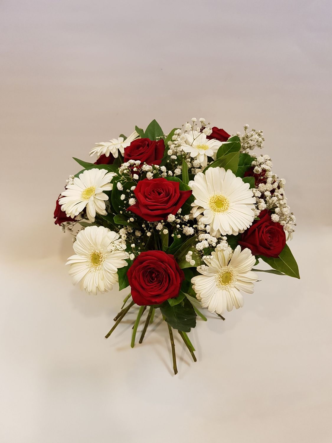 Bouquet rond rouge et blanc Lisa