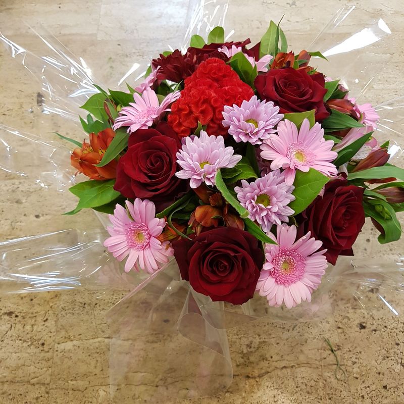 Bouquet rouge et rose Agathe