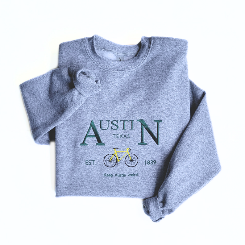 Keep Austin Weird Embroidered Crewneck Sweatshirt