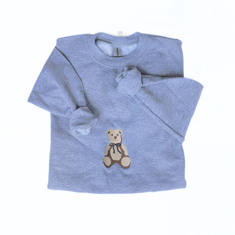 Teddy Bear Embroidered Crewneck Sweatshirt