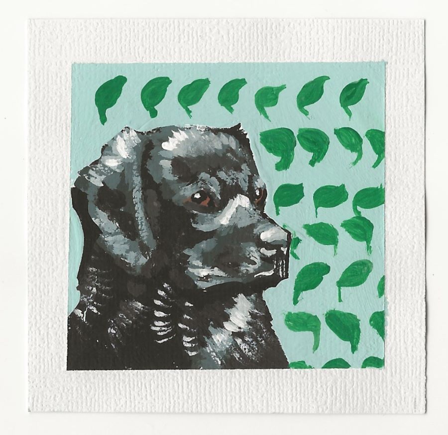 Black Lab with Leaf Pattern