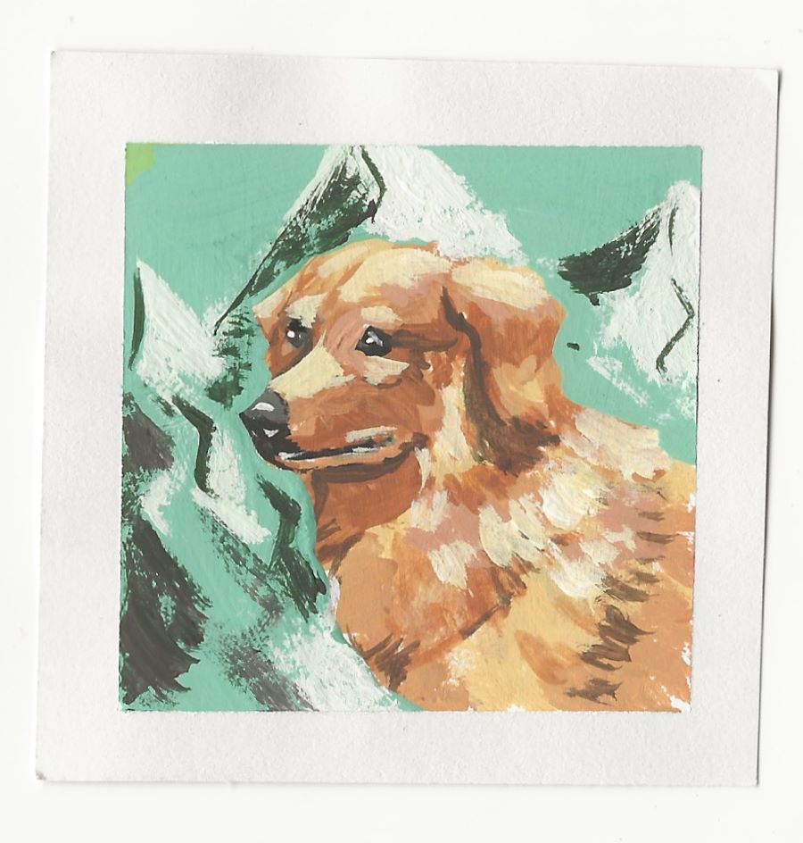 Golden Retriever and Mountains