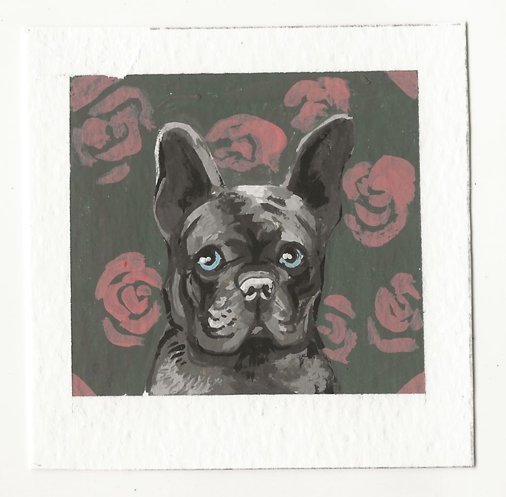 French Bulldog with Roses