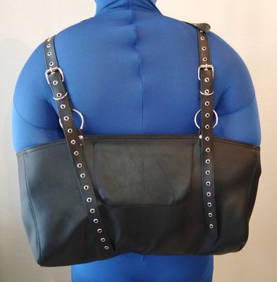 LEATHER BDSM BONDAGE Square Armbinder Single Glove Restraint Arm Cuff Escapology Fetish