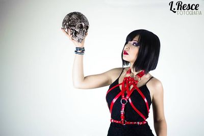 ​AUTHENTIC LEATHER Thin Straps Crossed Chest Harness Punk Rock Gothic Fetish