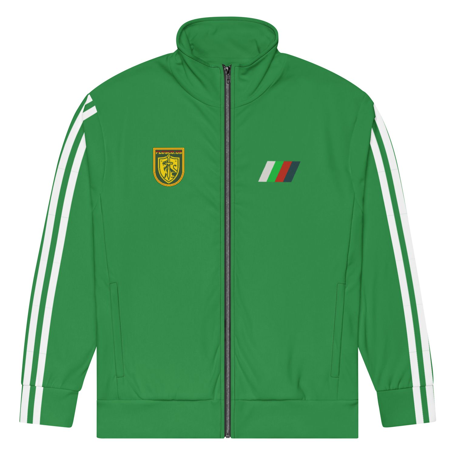 Sea Green Track Suit top with white stripes
