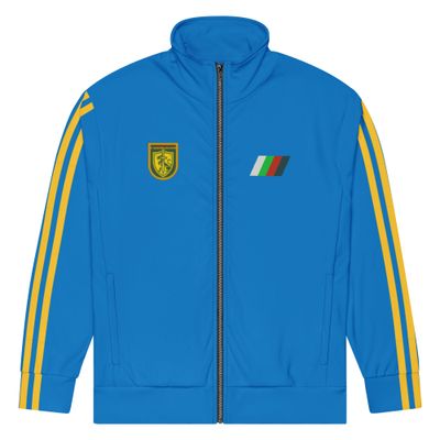 Blue Track Suit top with yellow stripes 