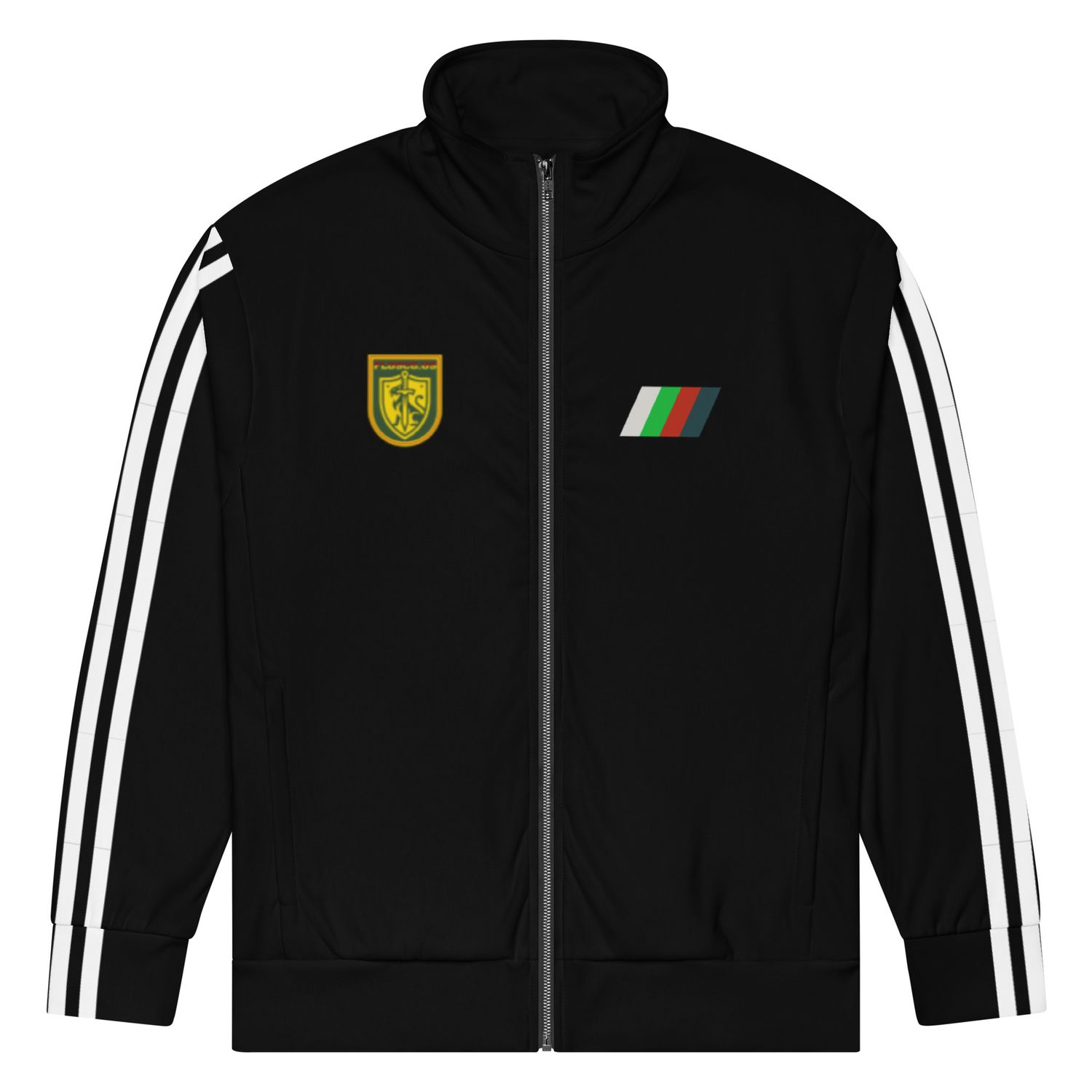 Black Track Suit top with white stripes