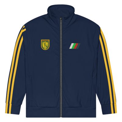 Navy Track Suit top with yellow stripes