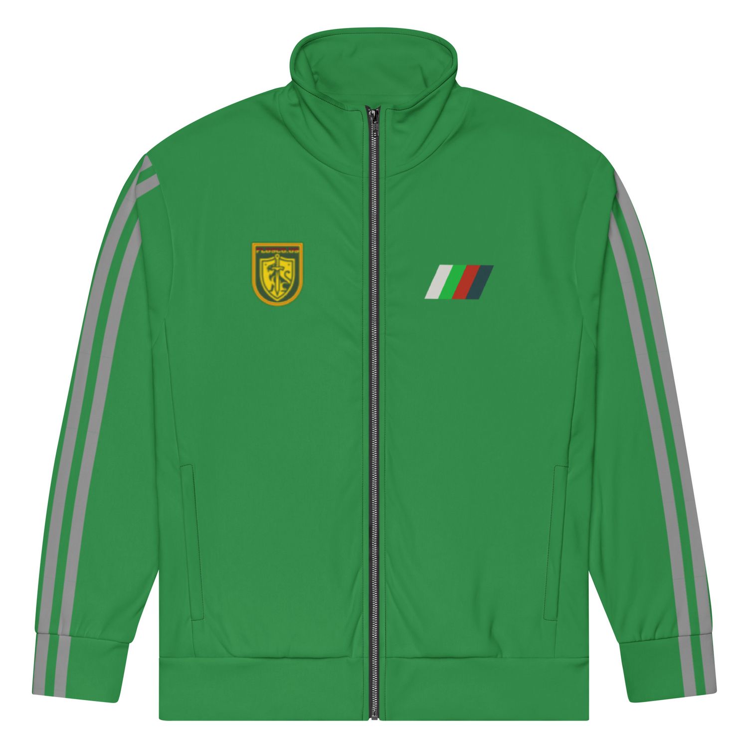 Sea Green Track Suit top with grey stripes