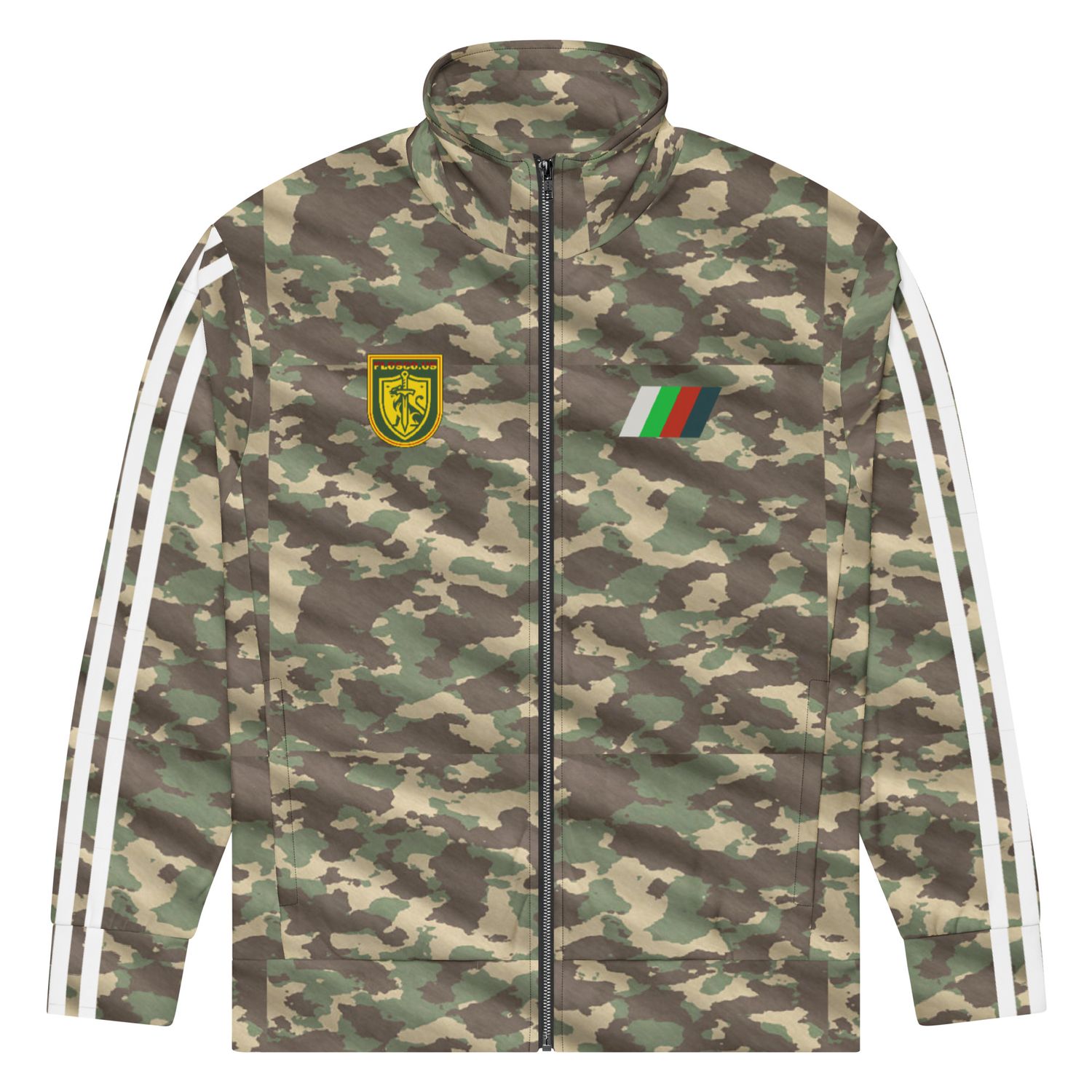 Duck Hunter camo Track Suit top with white stripes