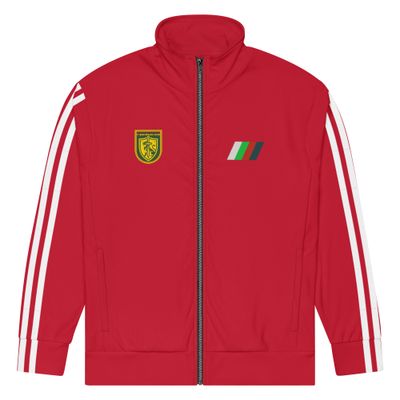 Red Track Suit top with white stripes