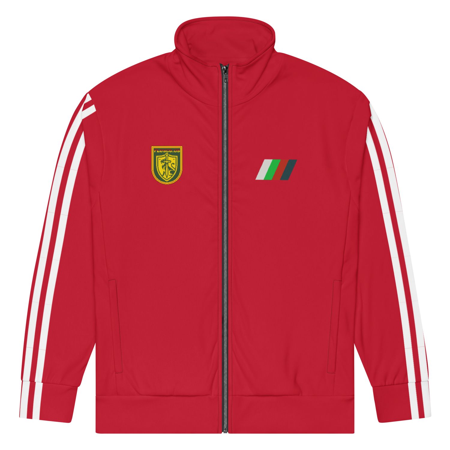 Red Track Suit top with white stripes
