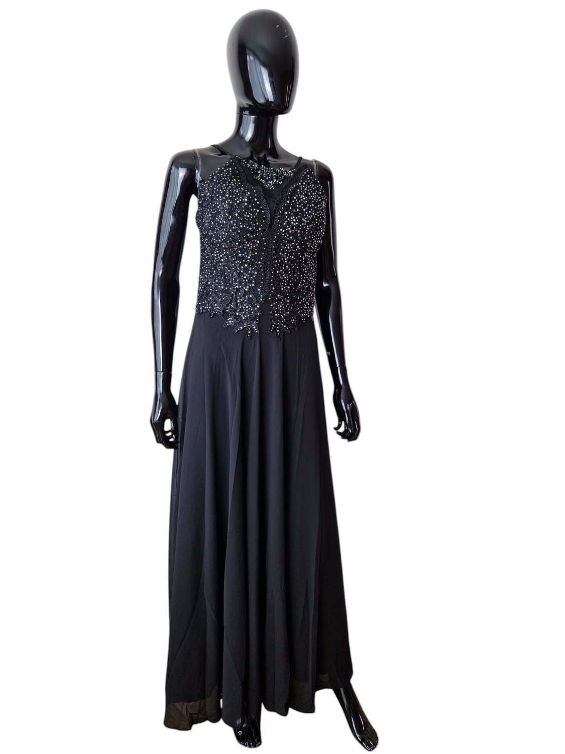 zwarte jurk met diamandjes