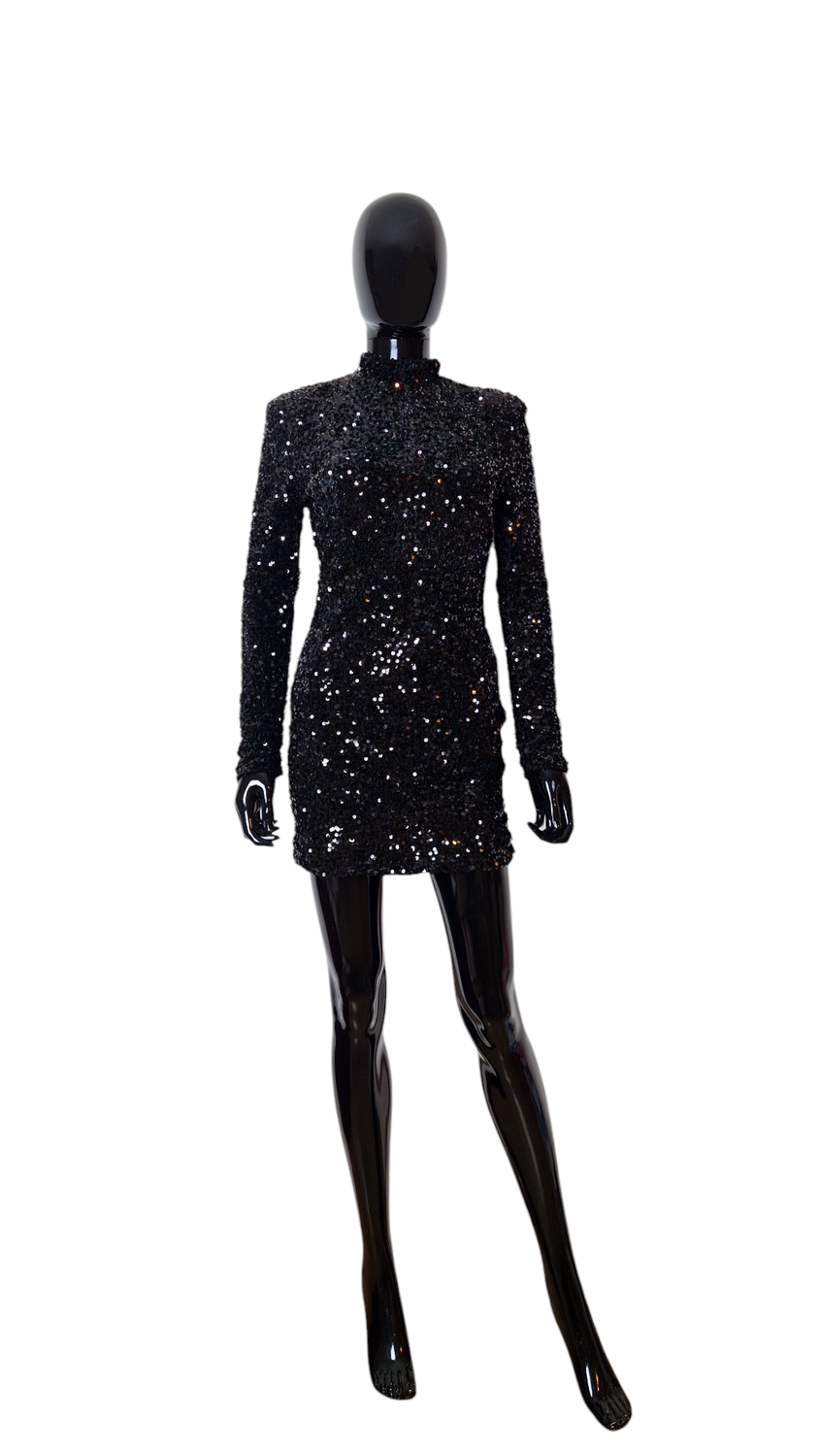 Zwarte korte glitter Jurk
