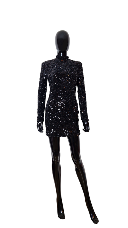 Zwarte korte glitter Jurk