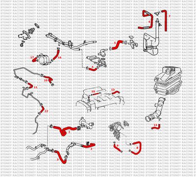 Toyota MR2 MK2 NA Rev3 Silicone Ancillary Coolant &amp; Breather Hose Kit