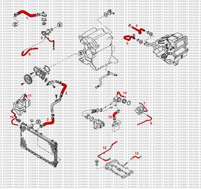 Mazda Mx5 MK1 NA 1.6 Silicone Radiator Coolant &amp; Breather Hose Kit