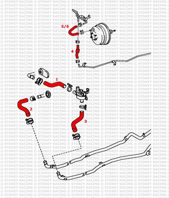 Toyota MR2 MK2 LHD Silicone Front Trunk Heater &amp; Brake Booster Hose Kit