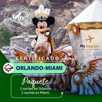 Certificado 2 Noches Orlando 2 Noches Miami